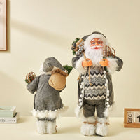HKM-449619 Festive Striped Santa Claus Ornaments in Nordic Style - Silver Rudolf Doll for Christmas Decorations