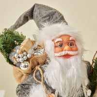 HKM-449619 Festive Striped Santa Claus Ornaments in Nordic Style - Silver Rudolf Doll for Christmas Decorations