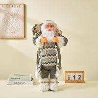 HKM-449619 Festive Striped Santa Claus Ornaments in Nordic Style - Silver Rudolf Doll for Christmas Decorations
