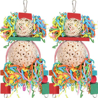 HKM-449747 Colorful Natural Straw Ball Bird Toy for Parrots and Birds - Durable Wooden Cage Accessory