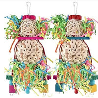 HKM-449747 Colorful Natural Straw Ball Bird Toy for Parrots and Birds - Durable Wooden Cage Accessory