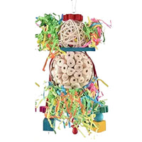 HKM-449747 Colorful Natural Straw Ball Bird Toy for Parrots and Birds - Durable Wooden Cage Accessory