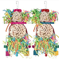 HKM-449747 Colorful Natural Straw Ball Bird Toy for Parrots and Birds - Durable Wooden Cage Accessory
