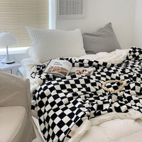 HKM-449811 Nordic Style Thickened Checkerboard Fleece Blanket in Multiple Sizes