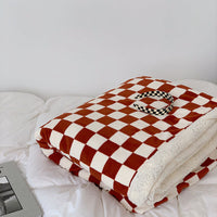 HKM-449811 Nordic Style Thickened Checkerboard Fleece Blanket in Multiple Sizes