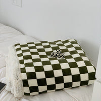 HKM-449811 Nordic Style Thickened Checkerboard Fleece Blanket in Multiple Sizes