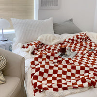 HKM-449811 Nordic Style Thickened Checkerboard Fleece Blanket in Multiple Sizes