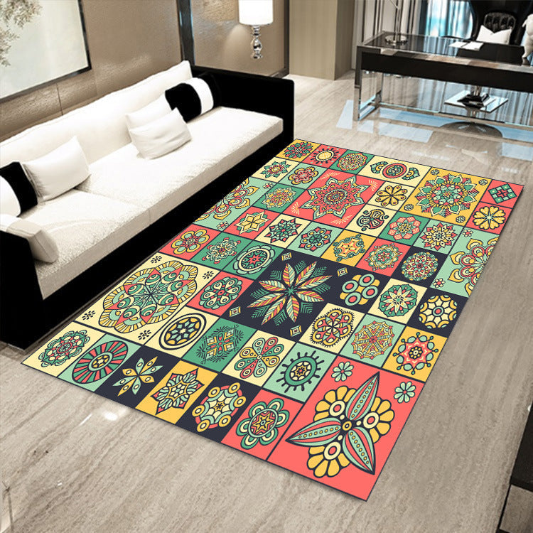 HKM-449811 Retro Nordic Ethnic Mosaic Geometric Carpet - Super Soft Crystal Velvet, Multiple Sizes Available