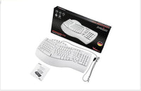 HKM-450003 Ergonomic Split Keyboard with USB Wired Connection - White/Black Design