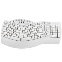 HKM-450003 Ergonomic Split Keyboard with USB Wired Connection - White/Black Design