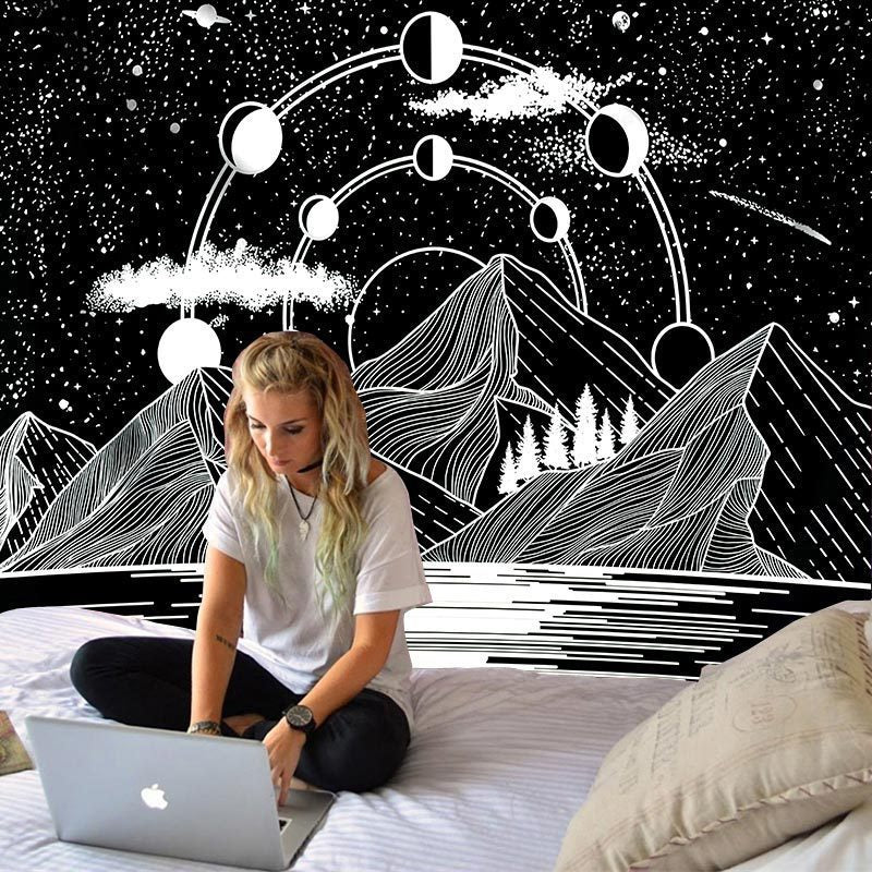 HKM-450195 Custom Retro Map Tapestry - Digital Print Fabric Wall Hanging for Bedroom or Living Room, Various Sizes Available