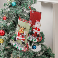 HKM-450259 Linen Christmas Tree Gift Bags in Elderly, Snowman, Deer, and Bear Designs