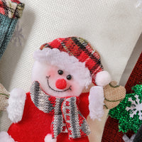 HKM-450259 Linen Christmas Tree Gift Bags in Elderly, Snowman, Deer, and Bear Designs