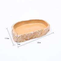 HKM-450323 Reptile Food Basin - High-Grade Resin Water Tray for Tortoises, Lizards, and Frogs, 12x7.5x2cm