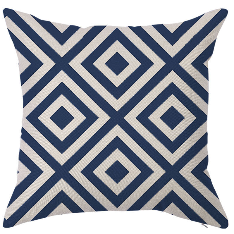 HKM-450451 Geometric Linen Pillow Cover - Modern Style, 45x45cm, Various Colors Available