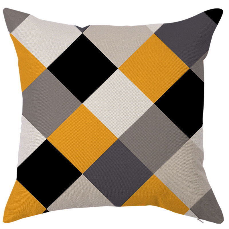 HKM-450451 Geometric Linen Pillow Cover - Modern Style, 45x45cm, Various Colors Available