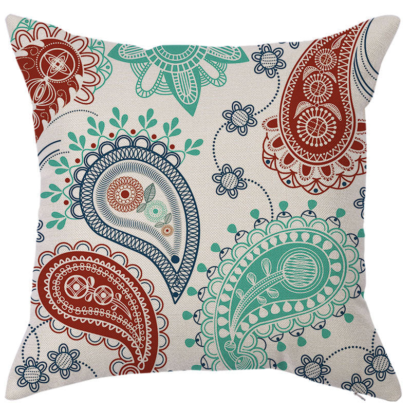 HKM-450451 Geometric Linen Pillow Cover - Modern Style, 45x45cm, Various Colors Available