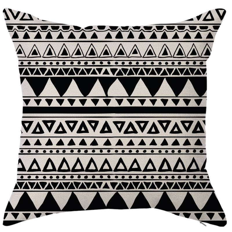 HKM-450451 Geometric Linen Pillow Cover - Modern Style, 45x45cm, Various Colors Available