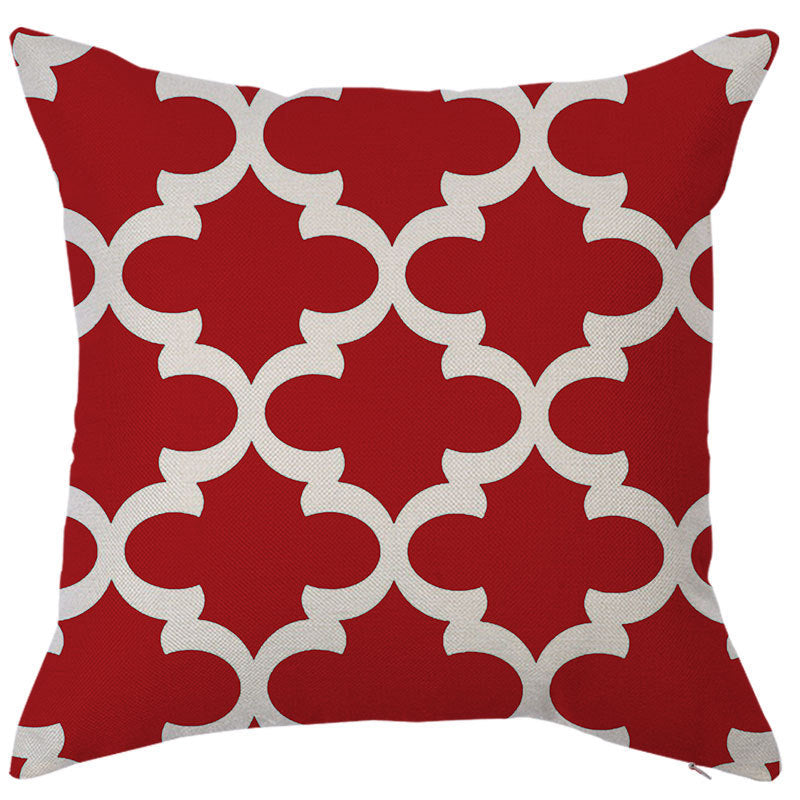 HKM-450451 Geometric Linen Pillow Cover - Modern Style, 45x45cm, Various Colors Available