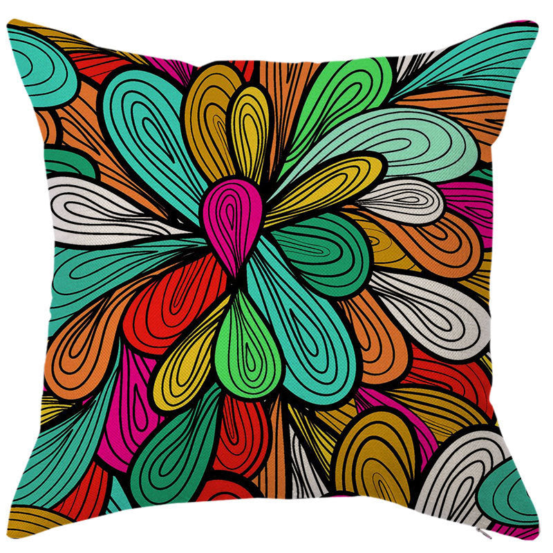 HKM-450451 Geometric Linen Pillow Cover - Modern Style, 45x45cm, Various Colors Available