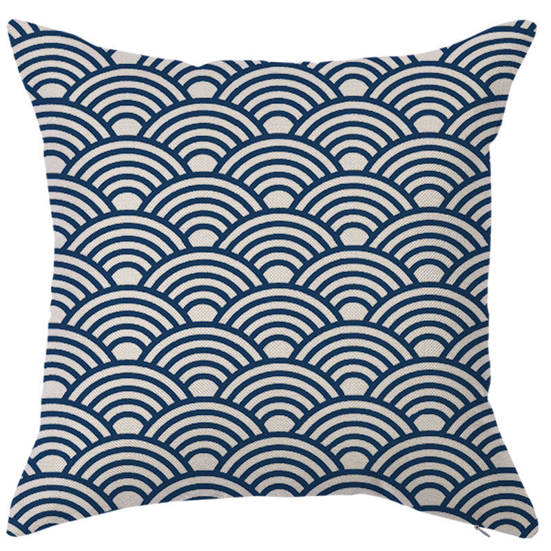 HKM-450451 Geometric Linen Pillow Cover - Modern Style, 45x45cm, Various Colors Available