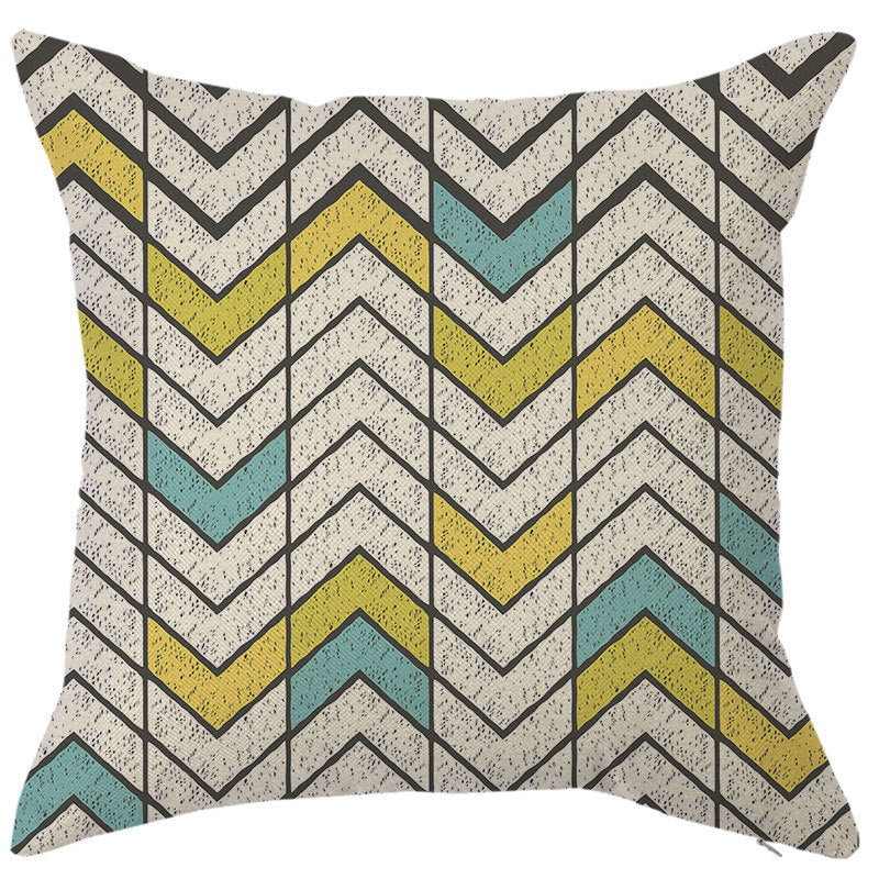 HKM-450451 Geometric Linen Pillow Cover - Modern Style, 45x45cm, Various Colors Available