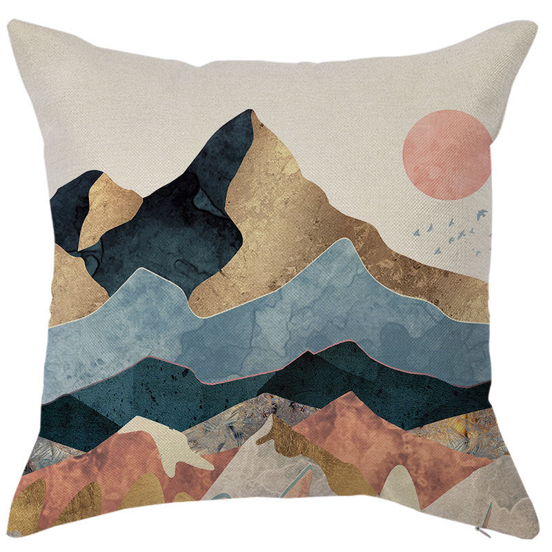 HKM-450451 Geometric Linen Pillow Cover - Modern Style, 45x45cm, Various Colors Available