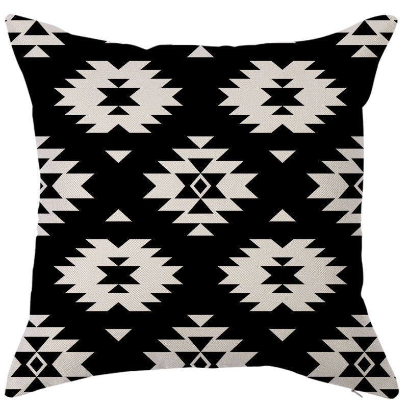 HKM-450451 Geometric Linen Pillow Cover - Modern Style, 45x45cm, Various Colors Available