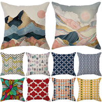 HKM-450451 Geometric Linen Pillow Cover - Modern Style, 45x45cm, Various Colors Available