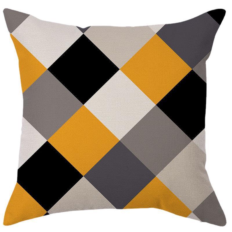 HKM-450451 Geometric Linen Pillow Cover - Modern Style, 45x45cm, Various Colors Available