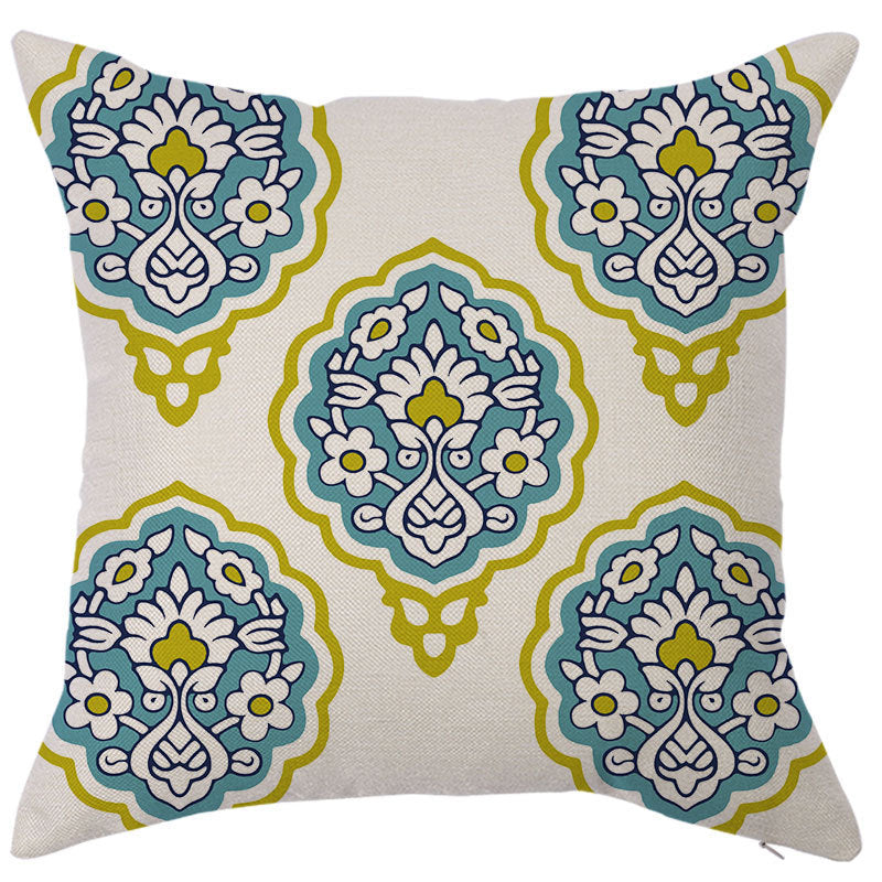 HKM-450451 Geometric Linen Pillow Cover - Modern Style, 45x45cm, Various Colors Available