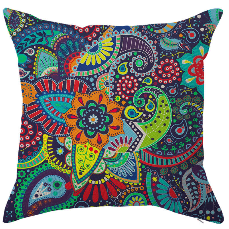 HKM-450451 Geometric Linen Pillow Cover - Modern Style, 45x45cm, Various Colors Available