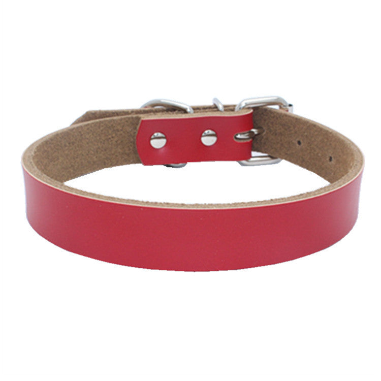 HKM-450515 Pure Cowhide Leather Pet Collar in Various Colors and Sizes