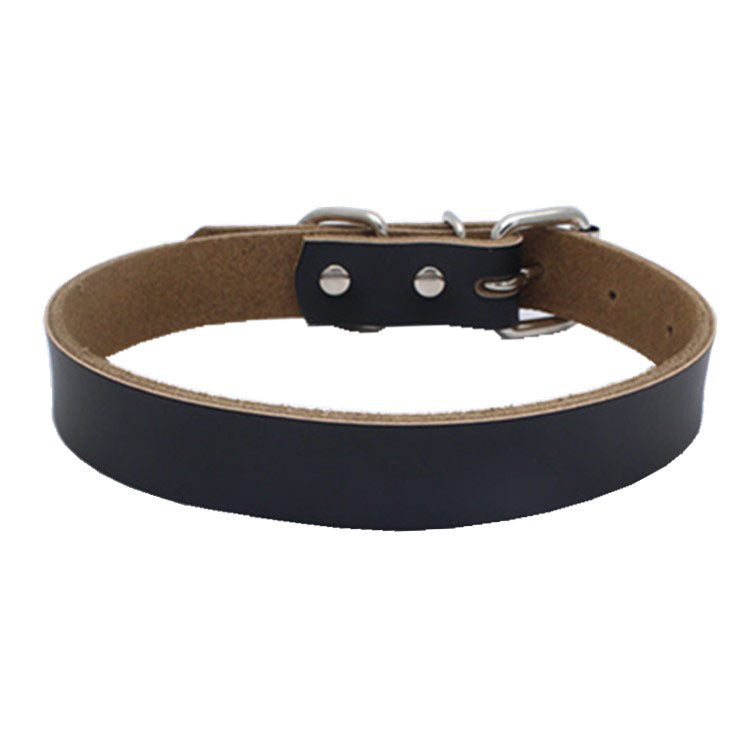 HKM-450515 Pure Cowhide Leather Pet Collar in Various Colors and Sizes