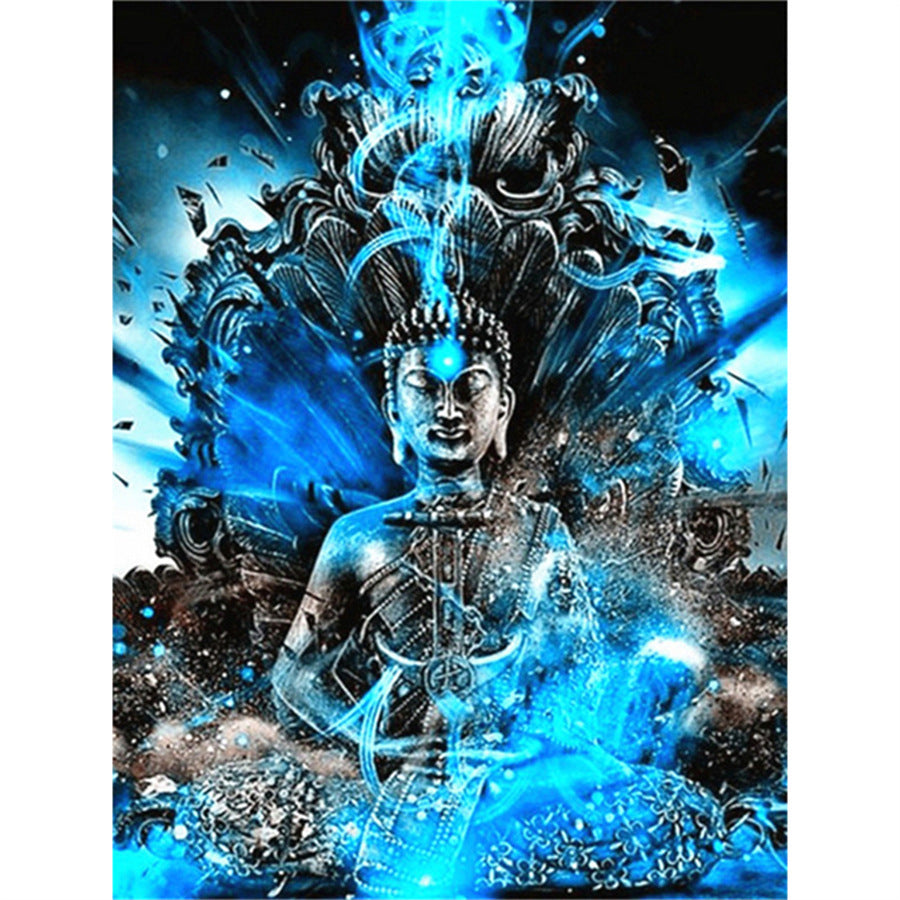 HKM-450643 Buddhist Diamond Painting Temple Wall Art - Canvas with Resin Drills, Multiple Sizes Available