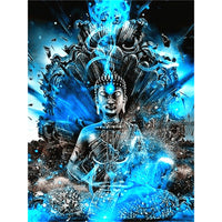 HKM-450643 Buddhist Diamond Painting Temple Wall Art - Canvas with Resin Drills, Multiple Sizes Available