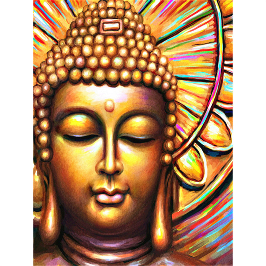 HKM-450643 Buddhist Diamond Painting Temple Wall Art - Canvas with Resin Drills, Multiple Sizes Available