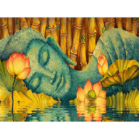 HKM-450643 Buddhist Diamond Painting Temple Wall Art - Canvas with Resin Drills, Multiple Sizes Available
