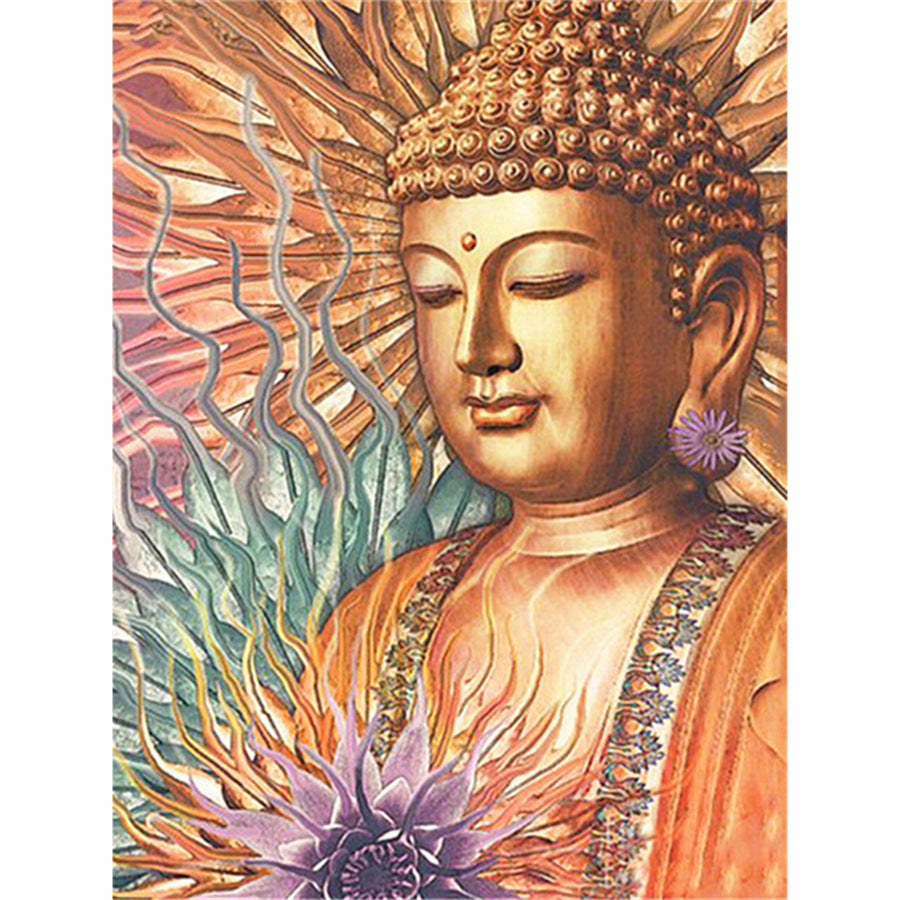 HKM-450643 Buddhist Diamond Painting Temple Wall Art - Canvas with Resin Drills, Multiple Sizes Available