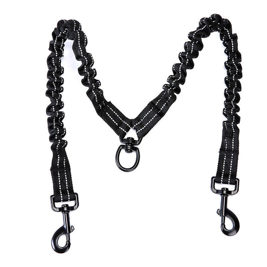 HKM-450643 Double-Ended High Elastic Dog Traction Rope in Black, 2.5m Length