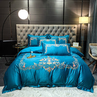HKM-450643 Four-Piece Long-Staple Cotton Bedding Set with Geometric Pattern