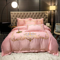 HKM-450643 Four-Piece Long-Staple Cotton Bedding Set with Geometric Pattern