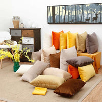 HKM-450707 Solid Color Velvet Pillowcase - Modern Cotton and Linen, 45x45 cm, Yellow