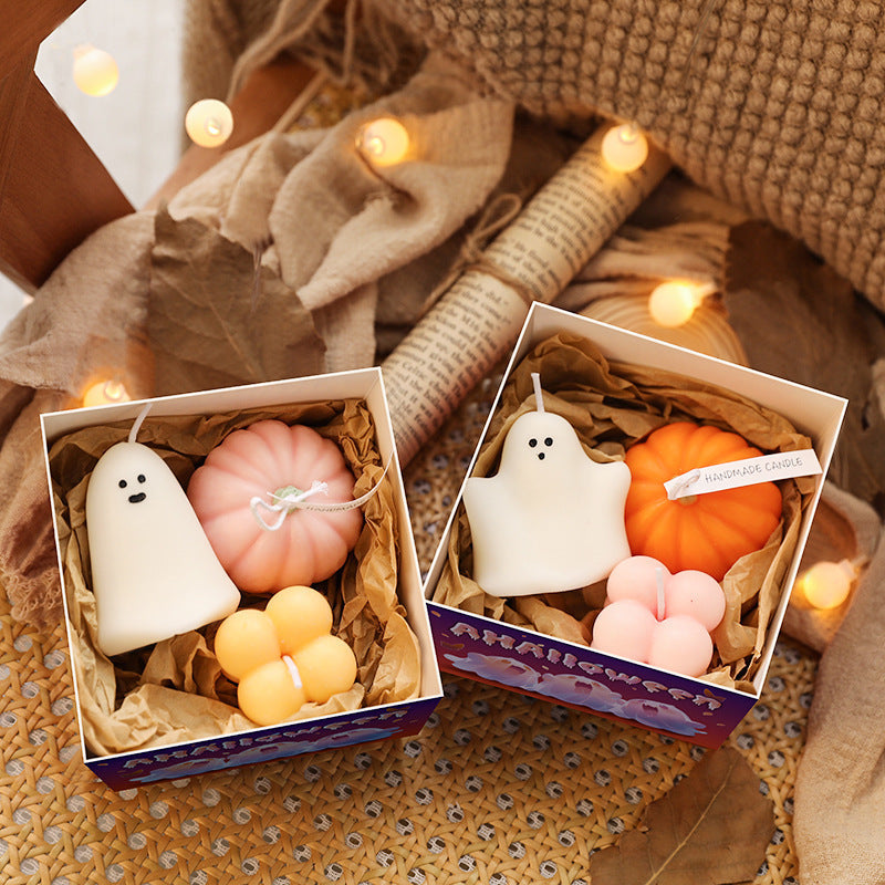 HKM-450771 Halloween Ghost Aromatherapy Candle Gift Set - Pumpkin Design Collection