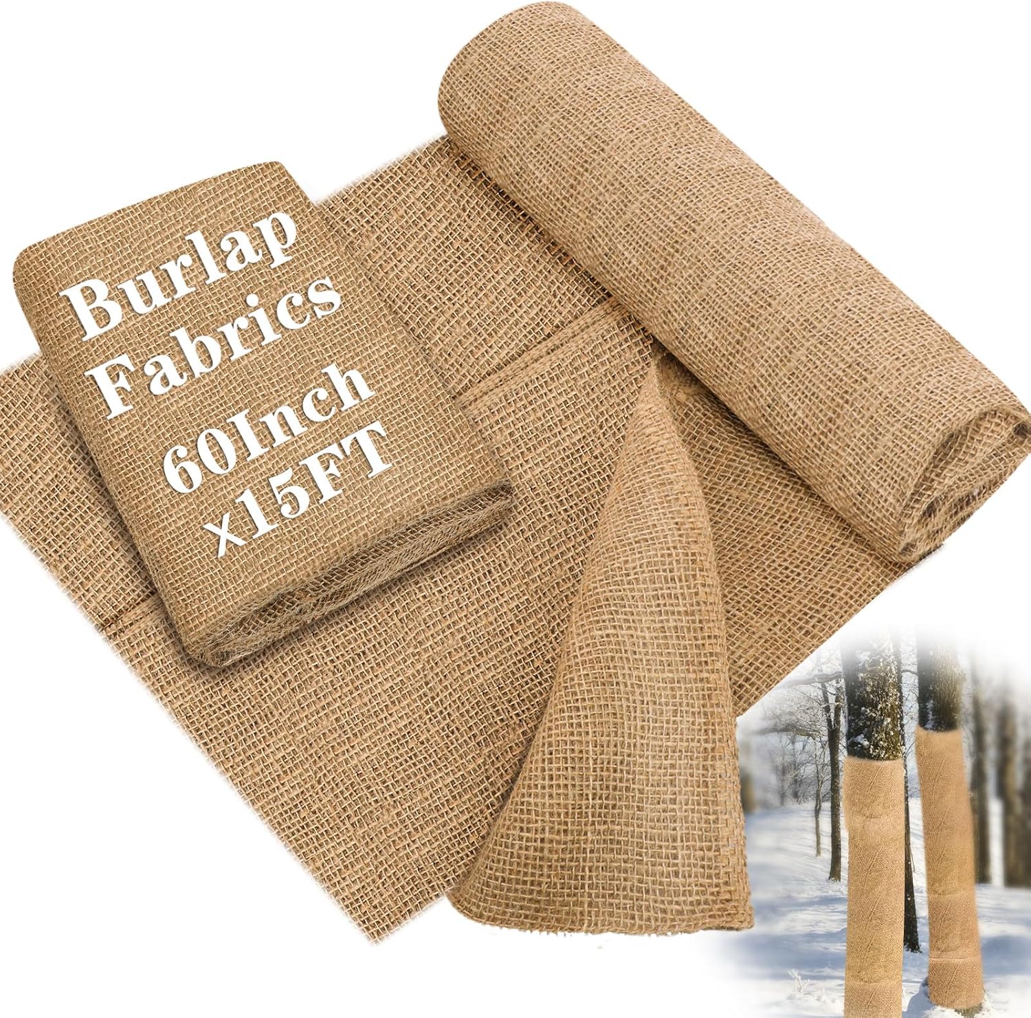 HKM-450835 Natural Jute Burlap Roll 40 x 72 Inches for Garden Tree Wrap and Plant Protection