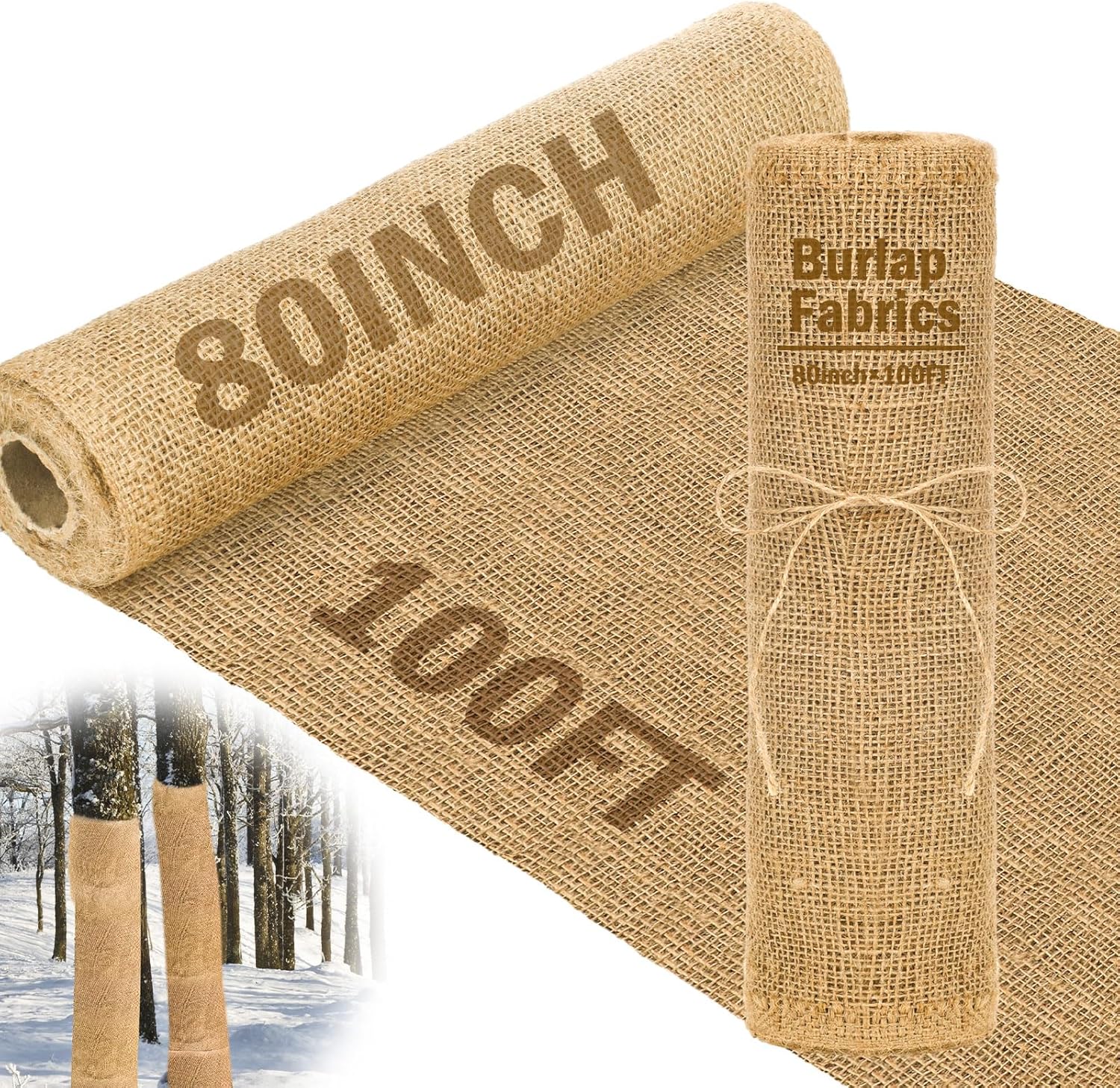 HKM-450835 Natural Jute Burlap Roll 40 x 72 Inches for Garden Tree Wrap and Plant Protection