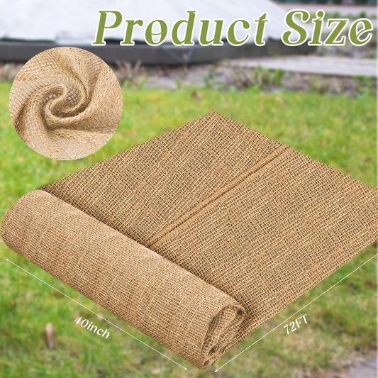 HKM-450835 Natural Jute Burlap Roll 40 x 72 Inches for Garden Tree Wrap and Plant Protection