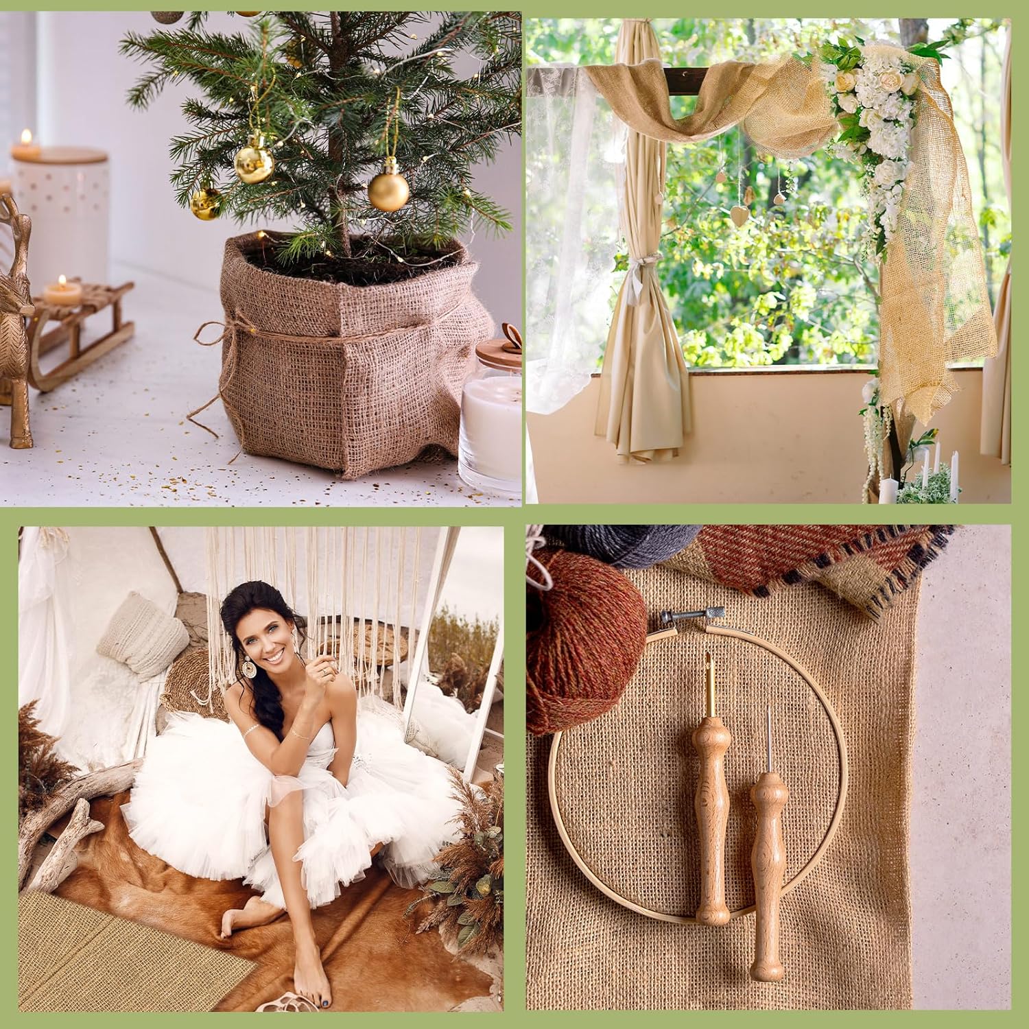 HKM-450835 Natural Jute Burlap Roll 40 x 72 Inches for Garden Tree Wrap and Plant Protection