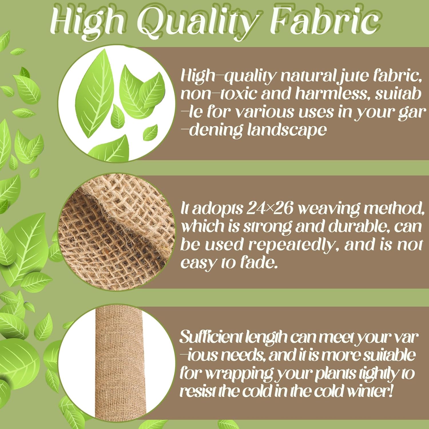 HKM-450835 Natural Jute Burlap Roll 40 x 72 Inches for Garden Tree Wrap and Plant Protection