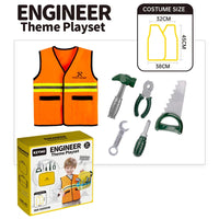 HKM-450899 Engineer Role Play Toy Set for Kids - Uniform & Tool Backpack for Preschool Cosplay (Ages 5+)